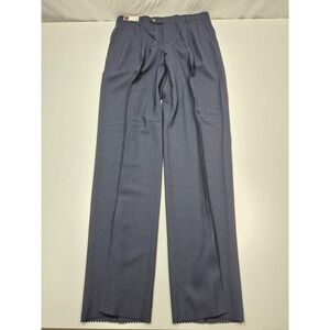 VTG Racquet Club Dress Pants Men's 36x36 Blue Wool Blend Pleated USA Unhemmed